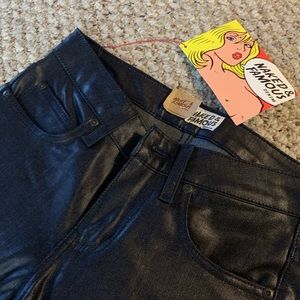 Naked & Famous black waxed cotton jeans